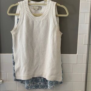 LOFT Cream Knit Sleeveless Top